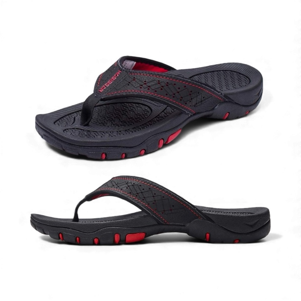 Men's Black and Red Sandals